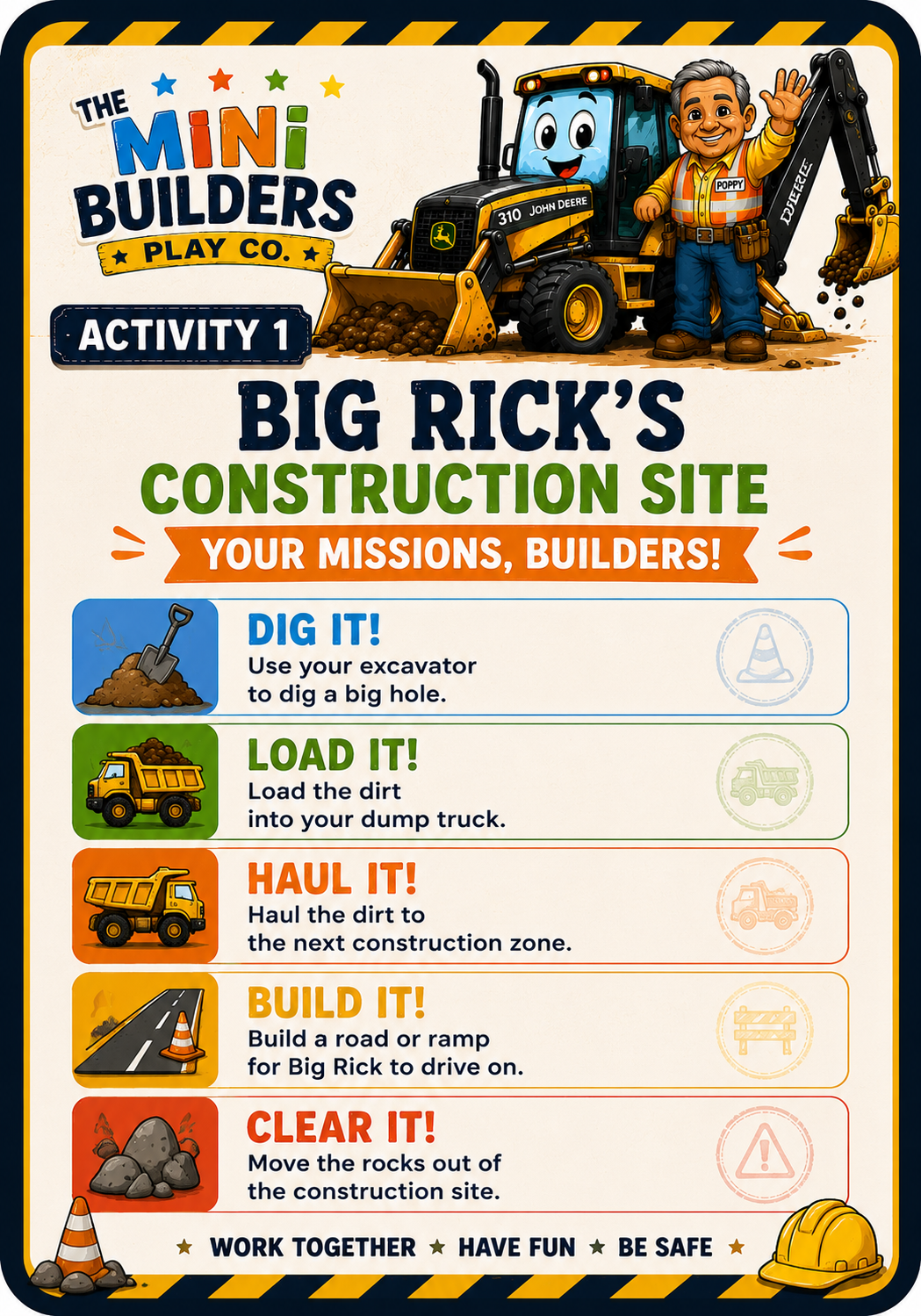 Activity 1 Big Rick's Construction Site training card