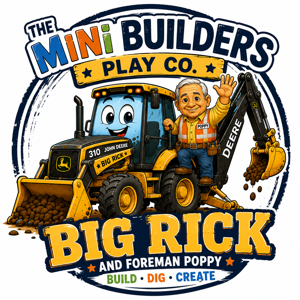 Big Rick the backhoe with Foreman Poppy
